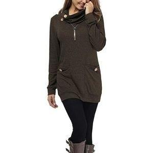 🍁Women's Long Sleeve Button Cowl Neck Tunic🍁